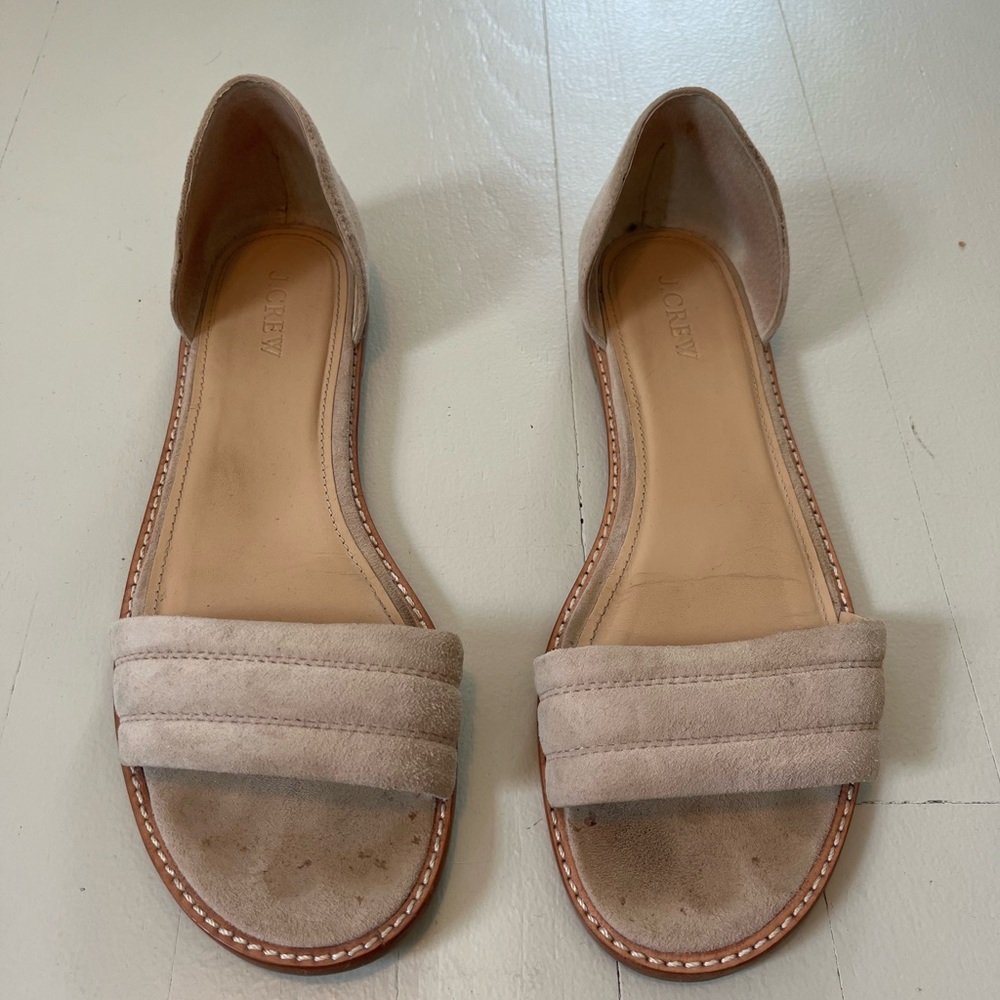 J Crew beige suede slide sandal
